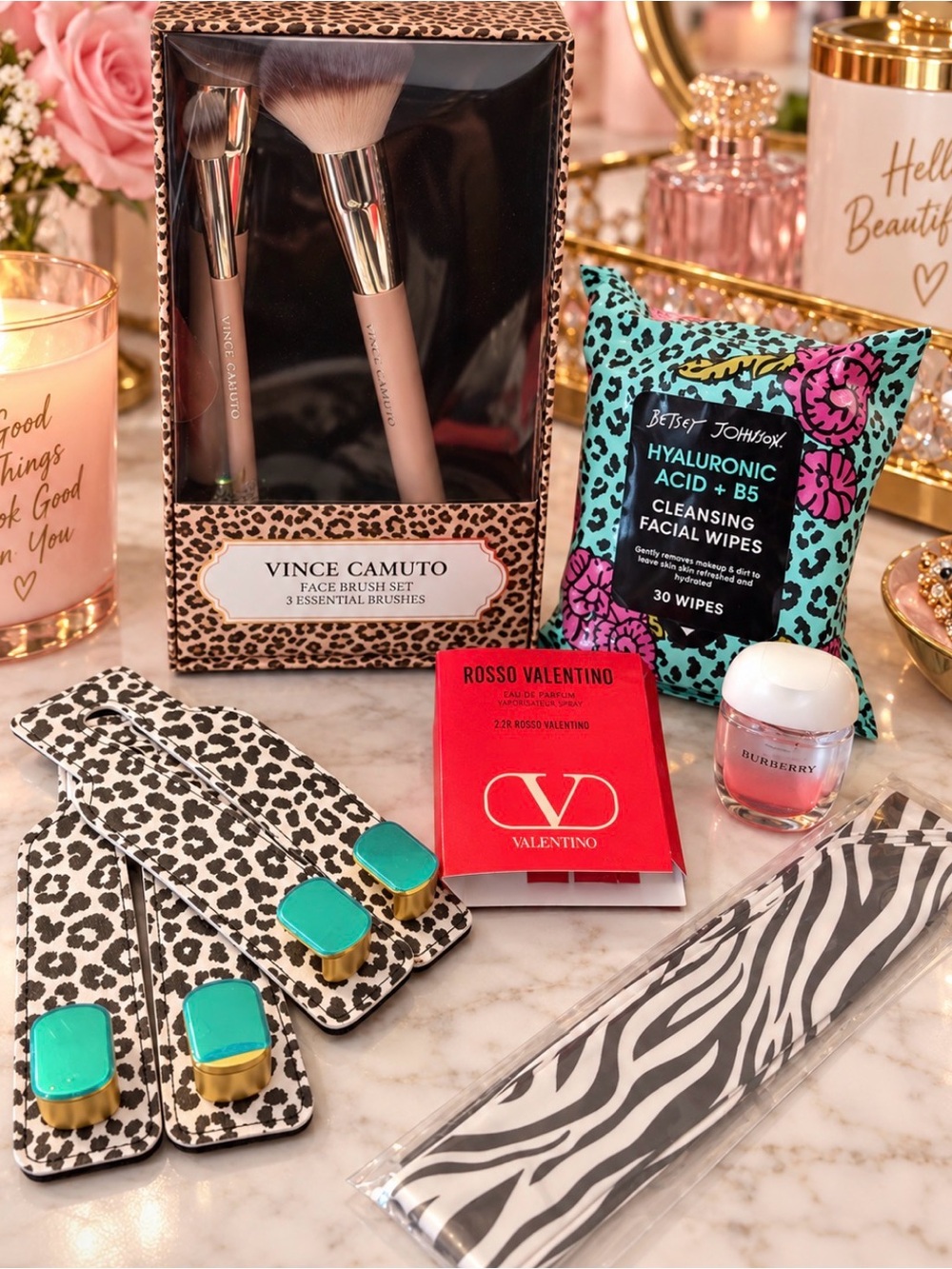 Vince Camuto Leopard Face Brush BeauTEA bundle